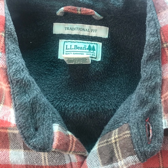 L.L. Bean Fleece Lined Flannel Button Down - Picture 2 of 5